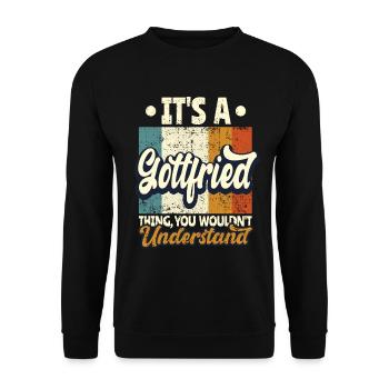 Name Gottfried Gift Birthday Saying - Unisex Sweatshirt - black - Front - Alina (178cm) & Michal (187cm)