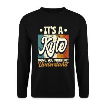 Name Kyle Gift Birthday Quote - Unisex Sweatshirt - black - Front - Alina (178cm) & Michal (187cm)