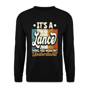 Name Lance Gift Birthday Quote - Unisex Sweatshirt - black - Front - Alina (178cm) & Michal (187cm)
