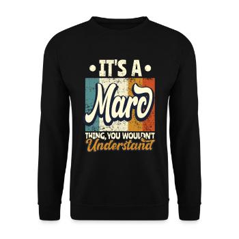 Name Marc Gift Birthday Quote - Unisex Sweatshirt - black - Front - Alina (178cm) & Michal (187cm)