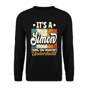Name Simon Geschenk Geburtstag Spruch - Unisex Pullover - Schwarz - Vorne - Alina (178cm) & Michal (187cm)