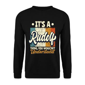 Nom Rudolf Cadeau Anniversaire Dire - Sweat-shirt Unisexe - noir - Devant - Alina (178cm) & Michal (187cm)