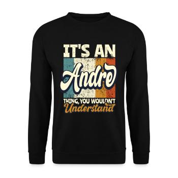 Nom André Cadeau Prénom Personnalisé - Sweat-shirt Unisexe - noir - Devant - Alina (178cm) & Michal (187cm)