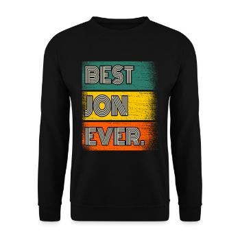 Jon Name Geschenk Spruch Lustig - Unisex Pullover - Schwarz - Vorne - Alina (178cm) & Michal (187cm)