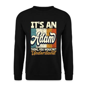 Nom Adam Cadeau Prénom Personnalisé - Sweat-shirt Unisexe - noir - Devant - Alina (178cm) & Michal (187cm)