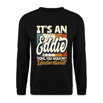Name Eddie Geschenk Vorname Personalisiert - Unisex Pullover - Schwarz - Vorne - Alina (178cm) & Michal (187cm)