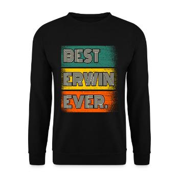 Erwin Name Geschenk Spruch Lustig - Unisex Pullover - Schwarz - Vorne - Alina (178cm) & Michal (187cm)