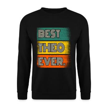 Theo Name Geschenk Spruch Lustig - Unisex Pullover - Schwarz - Vorne - Alina (178cm) & Michal (187cm)
