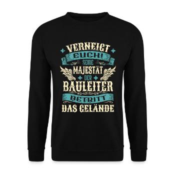 Bauleiter Geschenk Lustige Sprüche - Unisex Pullover - Schwarz - Vorne - Alina (178cm) & Michal (187cm)