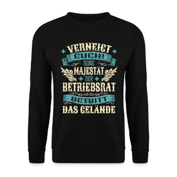Betriebsrat Geschenk Lustige Sprüche - Unisex Pullover - Schwarz - Vorne - Alina (178cm) & Michal (187cm)