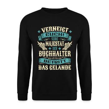 Buchhalter Geschenk Lustige Sprüche - Unisex Pullover - Schwarz - Vorne - Alina (178cm) & Michal (187cm)