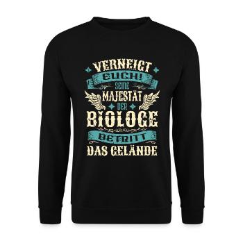 Biologe Geschenk Lustige Sprüche - Unisex Pullover - Schwarz - Vorne - Alina (178cm) & Michal (187cm)