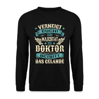 Doktor Geschenk Lustige Sprüche - Unisex Pullover - Schwarz - Vorne - Alina (178cm) & Michal (187cm)