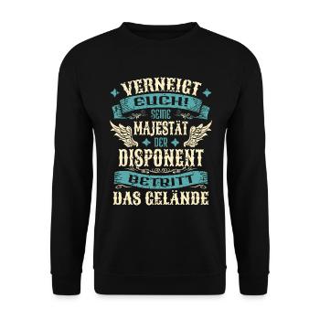 Disponent Geschenk Lustige Sprüche - Unisex Pullover - Schwarz - Vorne - Alina (178cm) & Michal (187cm)