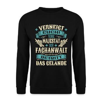 Fachanwalt Geschenk Lustige Sprüche - Unisex Pullover - Schwarz - Vorne - Alina (178cm) & Michal (187cm)