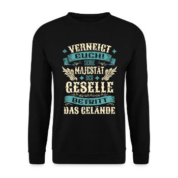 Geselle Geschenk Lustige Sprüche - Unisex Pullover - Schwarz - Vorne - Alina (178cm) & Michal (187cm)