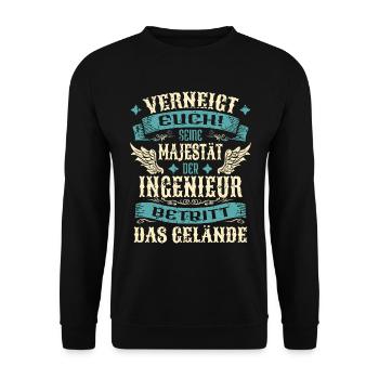 Ingenieur Geschenk Lustige Sprüche - Unisex Pullover - Schwarz - Vorne - Alina (178cm) & Michal (187cm)