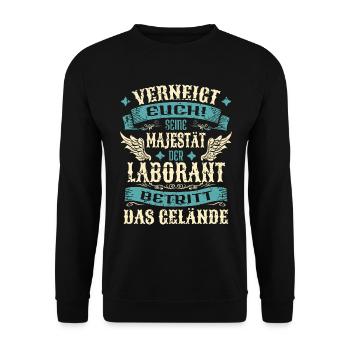 Laborant Geschenk Lustige Sprüche - Unisex Pullover - Schwarz - Vorne - Alina (178cm) & Michal (187cm)