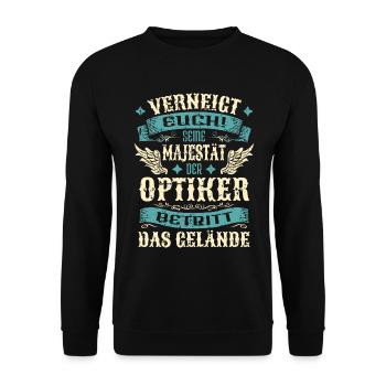 Optiker Geschenk Lustige Sprüche - Unisex Pullover - Schwarz - Vorne - Alina (178cm) & Michal (187cm)
