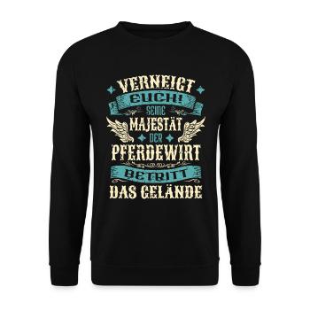 Pferdewirt Geschenk Lustige Sprüche - Unisex Pullover - Schwarz - Vorne - Alina (178cm) & Michal (187cm)