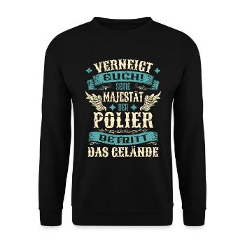 Polier Geschenk Lustige Sprüche - Unisex Pullover - Schwarz - Vorne - Alina (178cm) & Michal (187cm)