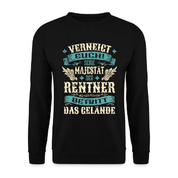 Rentner Geschenk Lustige Sprüche - Unisex Pullover - Schwarz - Vorne - Alina (178cm) & Michal (187cm)