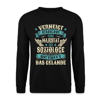 Soziologe Geschenk Lustige Sprüche - Unisex Pullover - Schwarz - Vorne - Alina (178cm) & Michal (187cm)