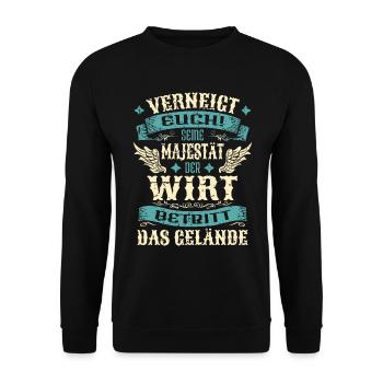 Wirt Geschenk Lustige Sprüche - Unisex Pullover - Schwarz - Vorne - Alina (178cm) & Michal (187cm)