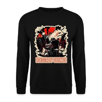 Schlagzeug Musiker Schlagzeuger Sprüche Geschenk - Unisex Pullover - Schwarz - Vorne - Alina (178cm) & Michal (187cm)