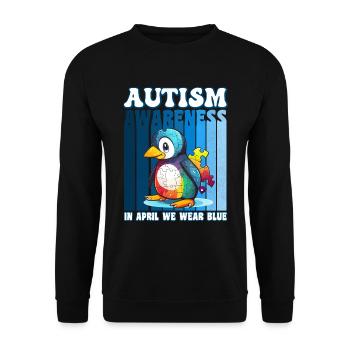 Autism Awareness Pinguin - Unisex Pullover - Schwarz - Vorne - Alina (178cm) & Michal (187cm)