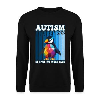 Autism Awareness Pinguin - Unisex Pullover - Schwarz - Vorne - Alina (178cm) & Michal (187cm)