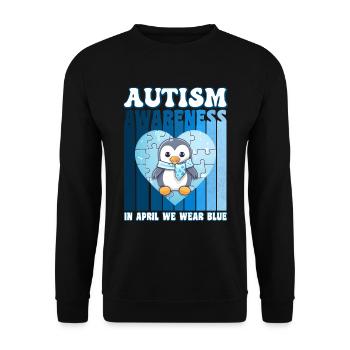Autism Awareness Pinguin - Unisex Pullover - Schwarz - Vorne - Alina (178cm) & Michal (187cm)
