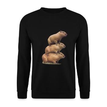 Capybara chevauchent les uns sur les autres - Sweat-shirt Unisexe - noir - Devant - Alina (178cm) & Michal (187cm)