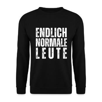 Endlich normale Leute. Lustige Ruhrpott Sprüche - Unisex Pullover - Schwarz - Vorne - Alina (178cm) & Michal (187cm)