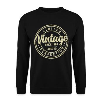 Jahrgang 1984 Geburtstagsgeschenk 1984 - Unisex Pullover - Schwarz - Vorne - Alina (178cm) & Michal (187cm)
