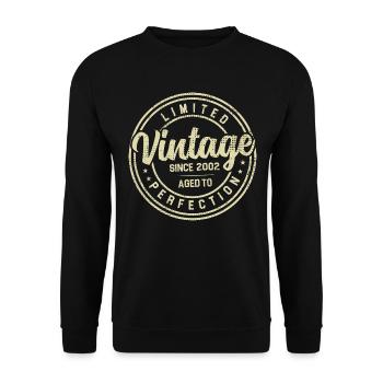 Jahrgang 2002 Geburtstagsgeschenk 2002 - Unisex Pullover - Schwarz - Vorne - Alina (178cm) & Michal (187cm)