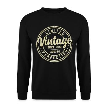 Jahrgang 2013 Geburtstagsgeschenk 2013 - Unisex Pullover - Schwarz - Vorne - Alina (178cm) & Michal (187cm)