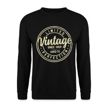 Jahrgang 1959 Geburtstagsgeschenk 1959 - Unisex Pullover - Schwarz - Vorne - Alina (178cm) & Michal (187cm)