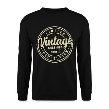 Vintage, 1980er, 1980er, Geburtstagsgeschenk - Unisex Pullover - Schwarz - Vorne - Alina (178cm) & Michal (187cm)