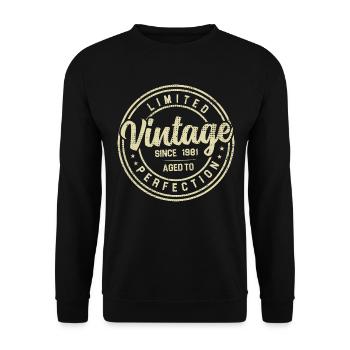 Jahrgang 1981 Geburtstagsgeschenk 1981 - Unisex Pullover - Schwarz - Vorne - Alina (178cm) & Michal (187cm)