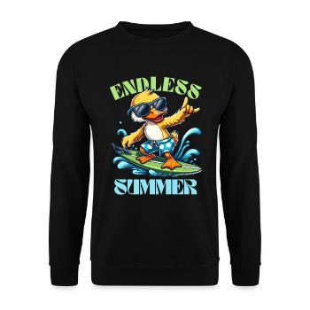Summer Surfing Duck Holiday Sea Wave Beach Cool - Unisex Sweatshirt - black - Front - Alina (178cm) & Michal (187cm)