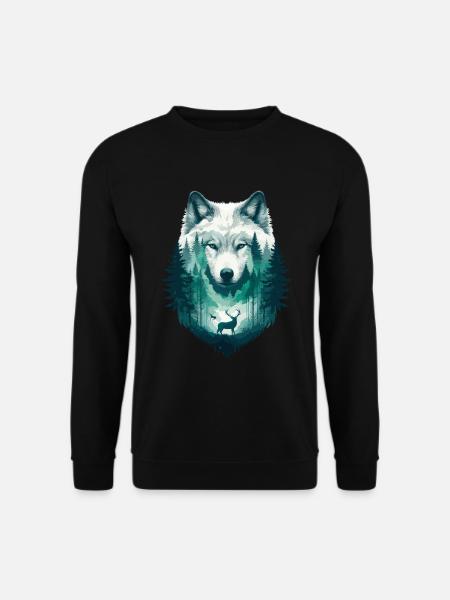 Wolf Wildnis Wildtier Wald Natur Wolfsrudel Cool - Unisex Pullover - Schwarz