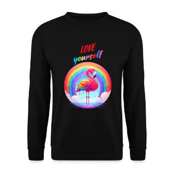 Pride Month Flamingo Rainbow Love Yourself Fun - Unisex Sweatshirt - black - Front - Alina (178cm) & Michal (187cm)