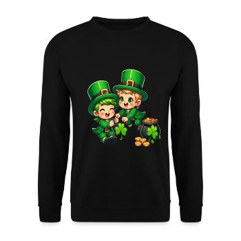 Playful Leprechaun (Irish Leprechaun) Duo - Unisex Sweatshirt - black - Front - Alina (178cm) & Michal (187cm)