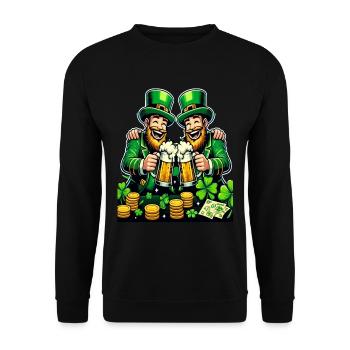 Toasting Leprechaun (Irish Leprechaun)s - Unisex Sweatshirt - black - Front - Alina (178cm) & Michal (187cm)