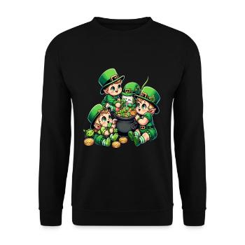 Happy Leprechaun (Irish Leprechaun) Babies - Unisex Sweatshirt - black - Front - Alina (178cm) & Michal (187cm)