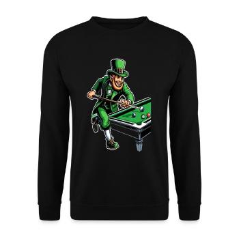 Billiards Playing Leprechaun (Irish Leprechaun) - Unisex Sweatshirt - black - Front - Alina (178cm) & Michal (187cm)