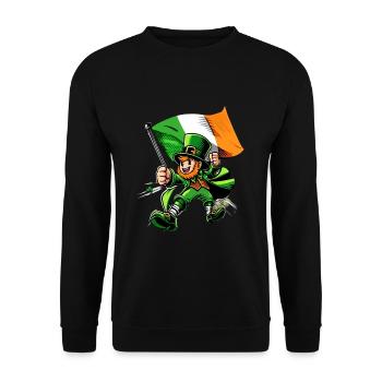 Leprechaun (Irish leprechaun) with flag - Unisex Sweatshirt - black - Front - Alina (178cm) & Michal (187cm)