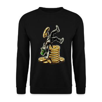 Coin-Stacking Leprechaun (Irish Leprechaun) - Unisex Sweatshirt - black - Front - Alina (178cm) & Michal (187cm)