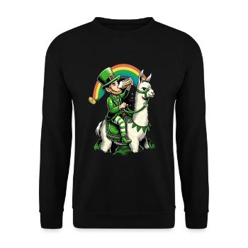 Lama Riding Leprechaun (Irish Leprechaun) - Unisex Sweatshirt - black - Front - Alina (178cm) & Michal (187cm)